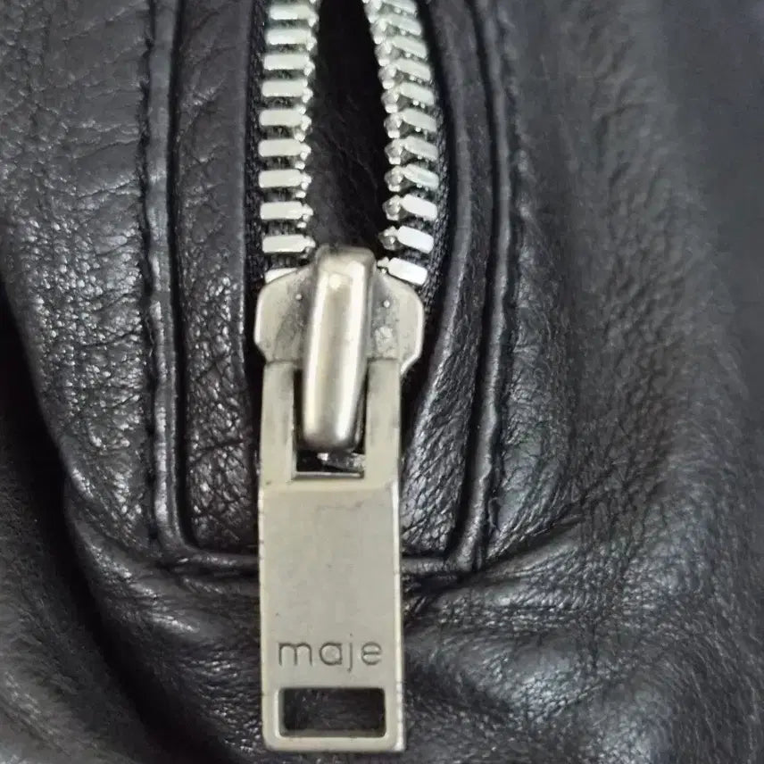 [BUNJANG] Maje Chevron Quilted Lambskin Leather Jacket / 마쥬 쉐브론 퀼팅 램스킨 블루종 레더 재킷 100% 양가죽