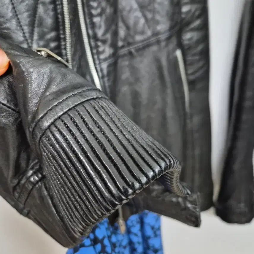 [BUNJANG] Maje Chevron Quilted Lambskin Leather Jacket / 마쥬 쉐브론 퀼팅 램스킨 블루종 레더 재킷 100% 양가죽