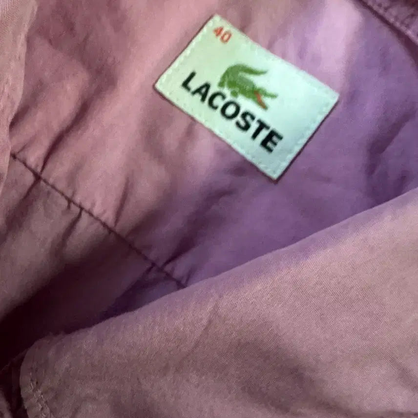 [BUNJANG] Lacoste Pink Logo Cotton Shirt / 라코스테 핑크 로고 코튼 셔츠 L 40