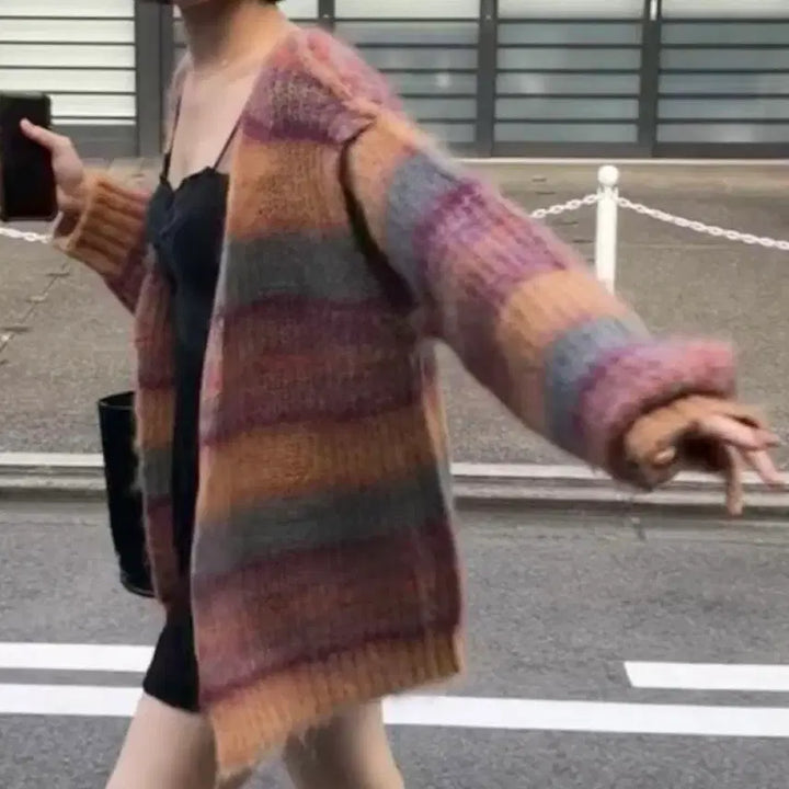 [BUNJANG] PERVERZE Stripe Mohair Cardigan / 새상품 PERVERZE Stripe mohair 퍼버즈 모헤어 가디건