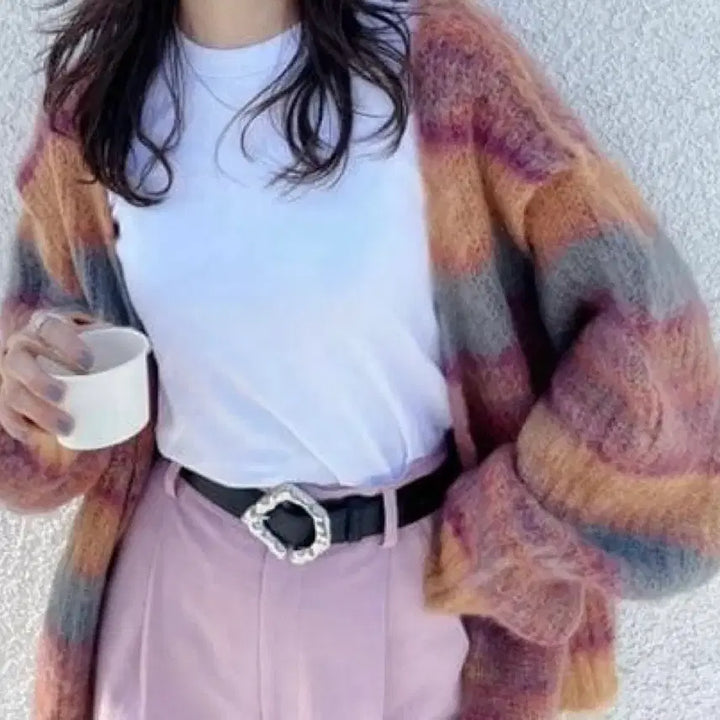 [BUNJANG] PERVERZE Stripe Mohair Cardigan / 새상품 PERVERZE Stripe mohair 퍼버즈 모헤어 가디건