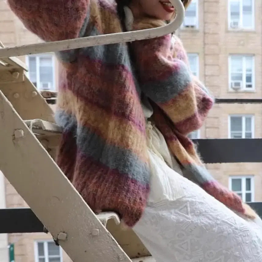 [BUNJANG] PERVERZE Stripe Mohair Cardigan / 새상품 PERVERZE Stripe mohair 퍼버즈 모헤어 가디건
