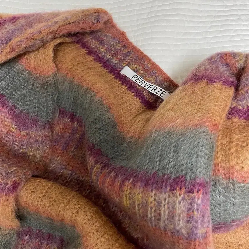 [BUNJANG] PERVERZE Stripe Mohair Cardigan / 새상품 PERVERZE Stripe mohair 퍼버즈 모헤어 가디건