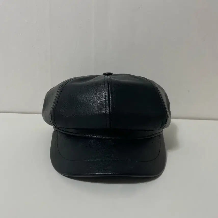 [BUNJANG] Black Leather Newsboy Cap / 블랙 뉴스보이캡 레더 가죽 헌팅캡 모자