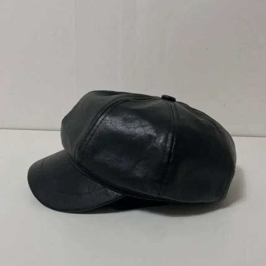 [BUNJANG] Black Leather Newsboy Cap / 블랙 뉴스보이캡 레더 가죽 헌팅캡 모자