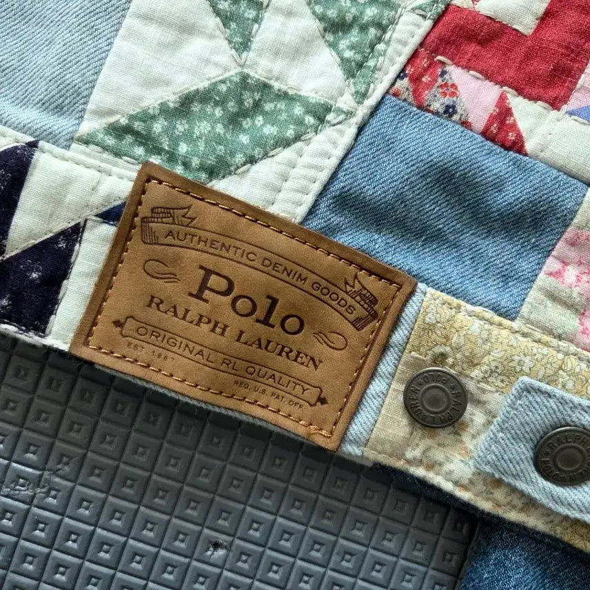 [BUNJANG] Polo Ralph Lauren Patchwork Oversized Denim Jacket / 폴로 랄프로렌 여성 아트 패치워크 오버사이즈 데님 자켓