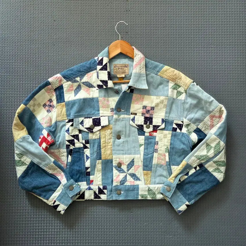 [BUNJANG] Polo Ralph Lauren Patchwork Oversized Denim Jacket / 폴로 랄프로렌 여성 아트 패치워크 오버사이즈 데님 자켓