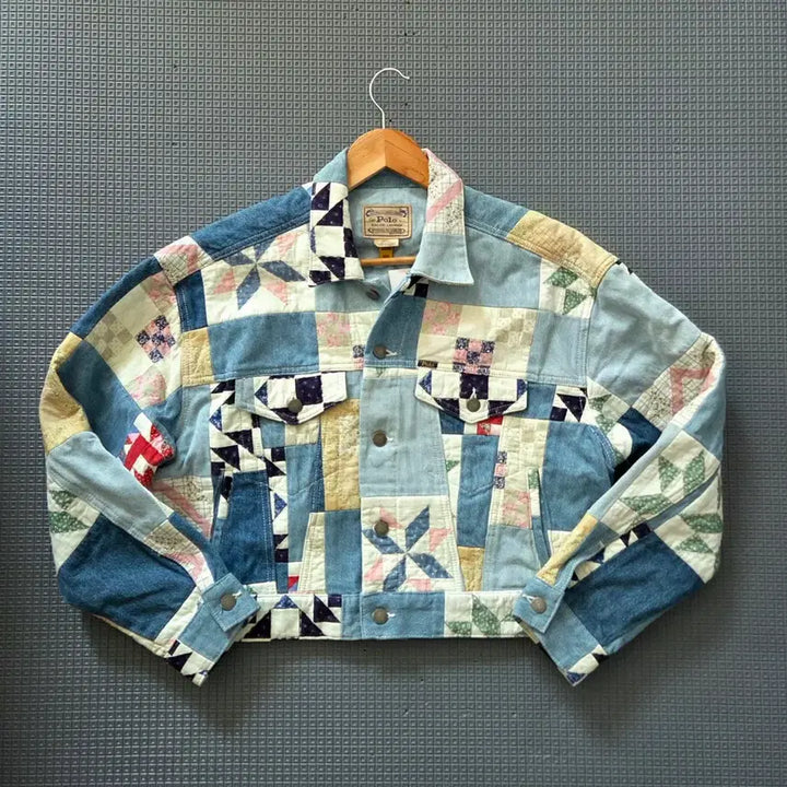[BUNJANG] Polo Ralph Lauren Patchwork Oversized Denim Jacket / 폴로 랄프로렌 여성 아트 패치워크 오버사이즈 데님 자켓