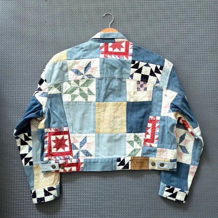[BUNJANG] Polo Ralph Lauren Patchwork Oversized Denim Jacket / 폴로 랄프로렌 여성 아트 패치워크 오버사이즈 데님 자켓