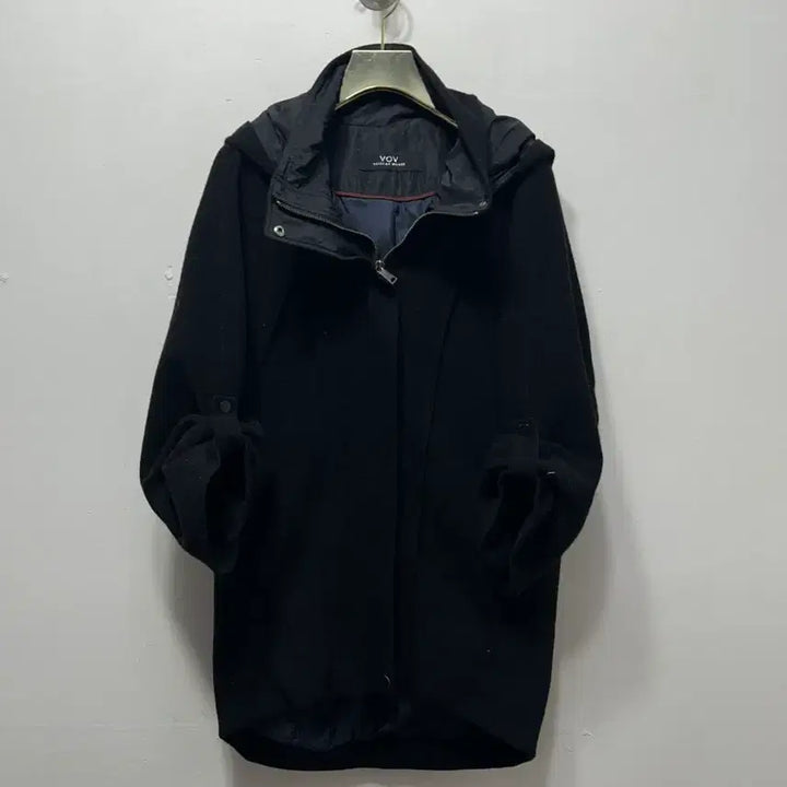 [BUNJANG] VOV Hooded Wool Coat Black Jacket M / VOV 후드 모직 코트 블랙 자켓 M