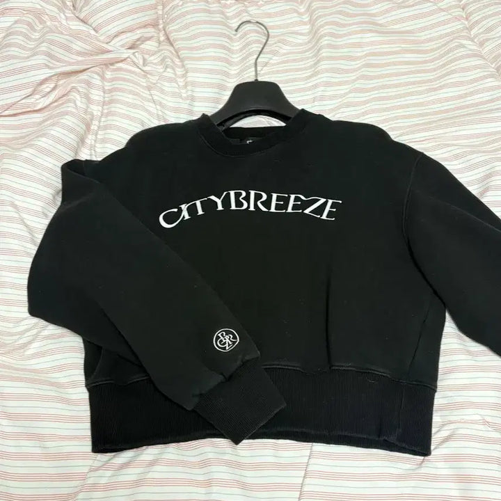 [BUNJANG] Citybreeze Semi-Crop Black Sweatshirt / 시티브리즈 세미크롭 블랙 맨투맨