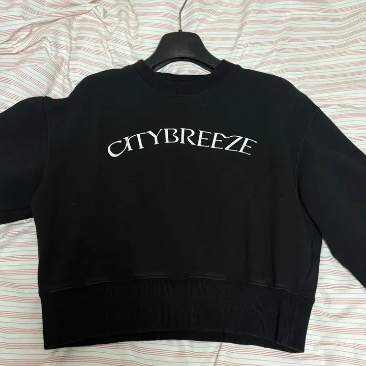 [BUNJANG] Citybreeze Semi-Crop Black Sweatshirt / 시티브리즈 세미크롭 블랙 맨투맨