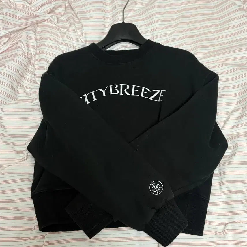 [BUNJANG] Citybreeze Semi-Crop Black Sweatshirt / 시티브리즈 세미크롭 블랙 맨투맨