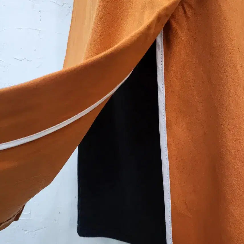 [BUNJANG] Orange Suede Long Coat / 새상품 롱 기장 오렌지 스웨이드 코트F