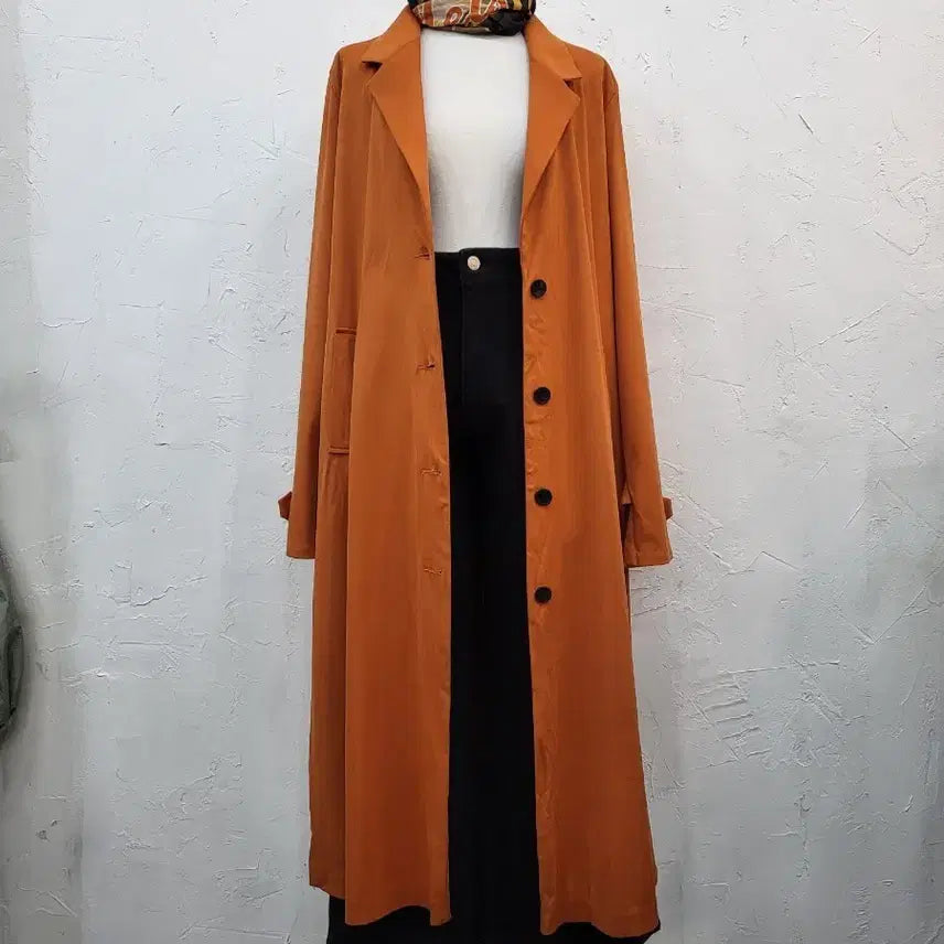 [BUNJANG] Orange Suede Long Coat / 새상품 롱 기장 오렌지 스웨이드 코트F