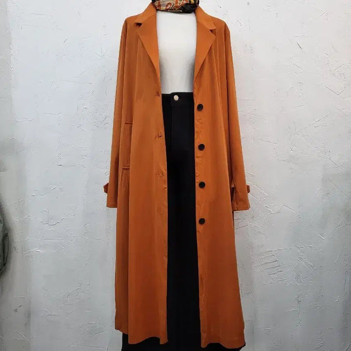 [BUNJANG] Orange Suede Long Coat / 새상품 롱 기장 오렌지 스웨이드 코트F