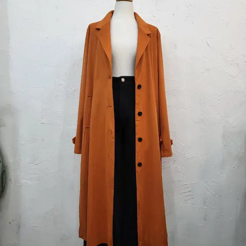 [BUNJANG] Orange Suede Long Coat / 새상품 롱 기장 오렌지 스웨이드 코트F