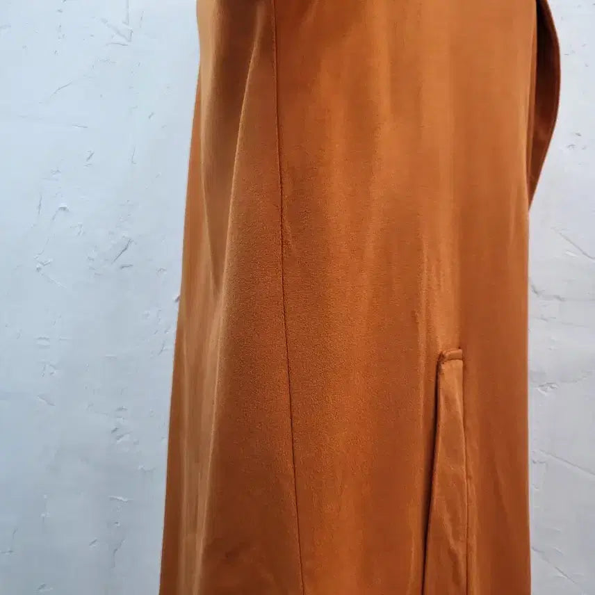 [BUNJANG] Orange Suede Long Coat / 새상품 롱 기장 오렌지 스웨이드 코트F