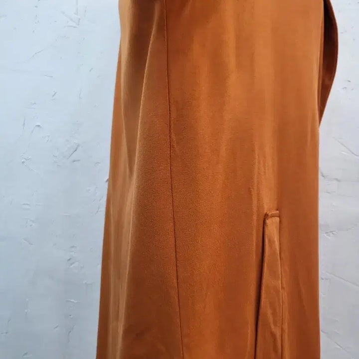 [BUNJANG] Orange Suede Long Coat / 새상품 롱 기장 오렌지 스웨이드 코트F