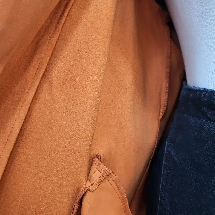 [BUNJANG] Orange Suede Long Coat / 새상품 롱 기장 오렌지 스웨이드 코트F