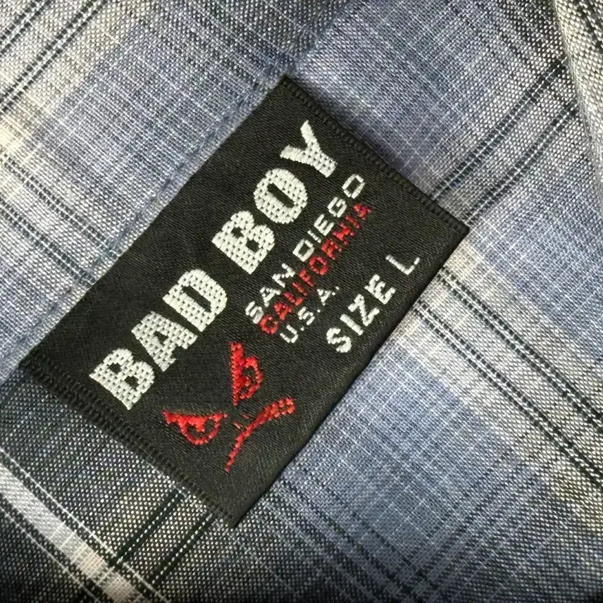 [BUNJANG] BADBOY Y2K Gold Printing Checkered Western Shirt / 배드보이 체크 Y2K 골드 프린팅 시티보이 깅엄 웨스턴 남성 셔츠