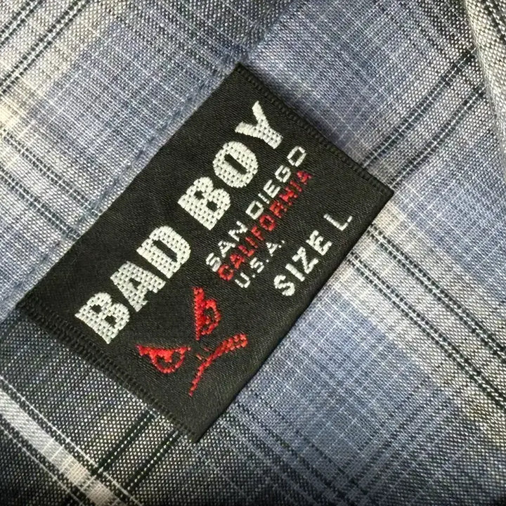 [BUNJANG] BADBOY Y2K Gold Printing Checkered Western Shirt / 배드보이 체크 Y2K 골드 프린팅 시티보이 깅엄 웨스턴 남성 셔츠