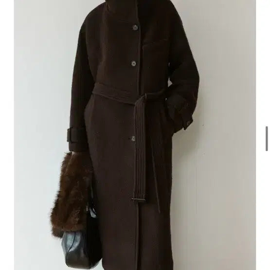 [BUNJANG] Loeuvre High Neck Coat Brown / 루에브르 하이넥 코트 브라운
