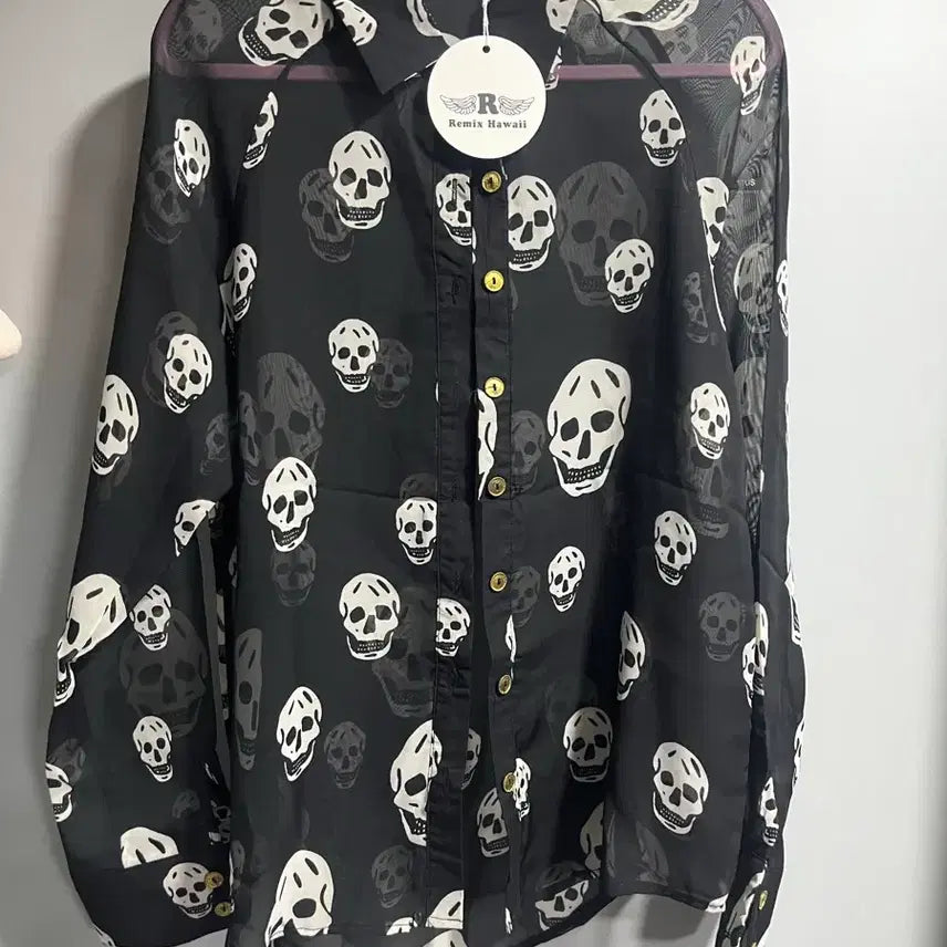 [BUNJANG] Remix Hawaii Skull Print Shirt / Remix Hawaii 해골 프린팅 셔츠