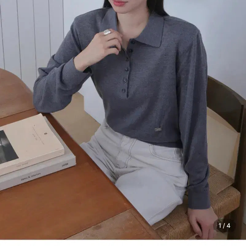 [BUNJANG] LeHah SLIM COLLAR KNIT Gray / (완전 새상품) 르하스 SLIM COLLAR KNIT 그레이