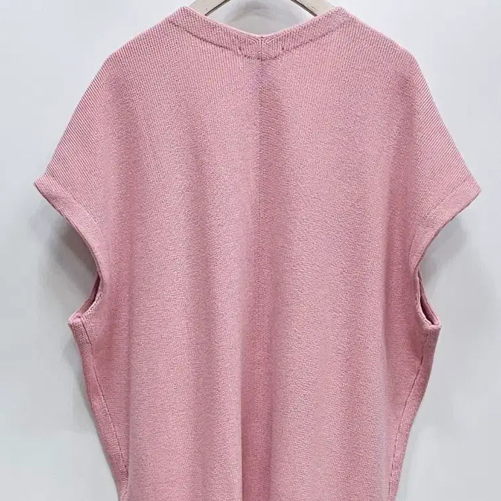 [BUNJANG] ST. JOHN Pink Open Knit Cardigan Vest / ST.JOHN 센존블루라벨 핑크 오픈 니트 가디건 베스트