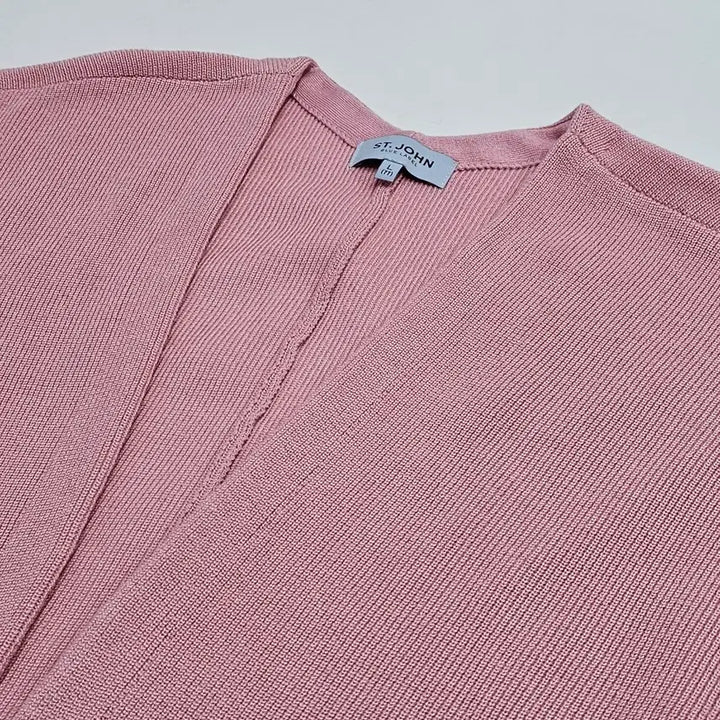 [BUNJANG] ST. JOHN Pink Open Knit Cardigan Vest / ST.JOHN 센존블루라벨 핑크 오픈 니트 가디건 베스트