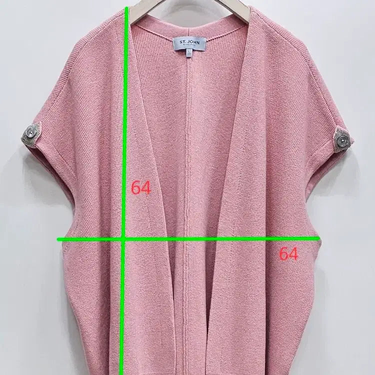 [BUNJANG] ST. JOHN Pink Open Knit Cardigan Vest / ST.JOHN 센존블루라벨 핑크 오픈 니트 가디건 베스트