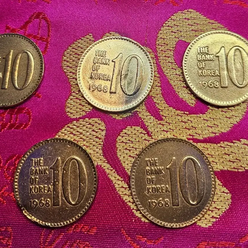 [BUNJANG] 1968 South Korea Bank 10 Won Coins Bundle Set / 1968년 한국은행 10원 동전 5개 일괄