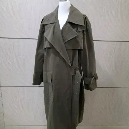 [BUNJANG] Khaki Belted Long Trench Coat / (새제품) 카키 벨티드 롱 트렌치코트 루즈핏 55~88