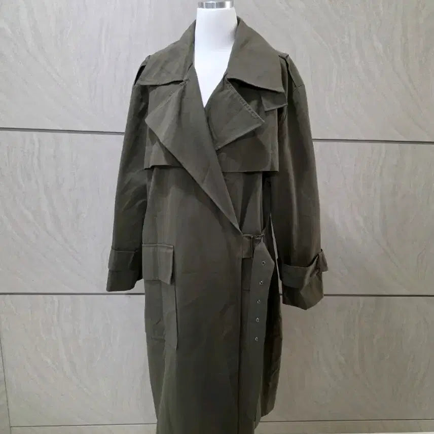[BUNJANG] Khaki Belted Long Trench Coat / (새제품) 카키 벨티드 롱 트렌치코트 루즈핏 55~88