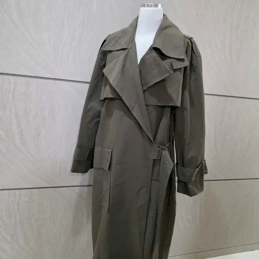 [BUNJANG] Khaki Belted Long Trench Coat / (새제품) 카키 벨티드 롱 트렌치코트 루즈핏 55~88
