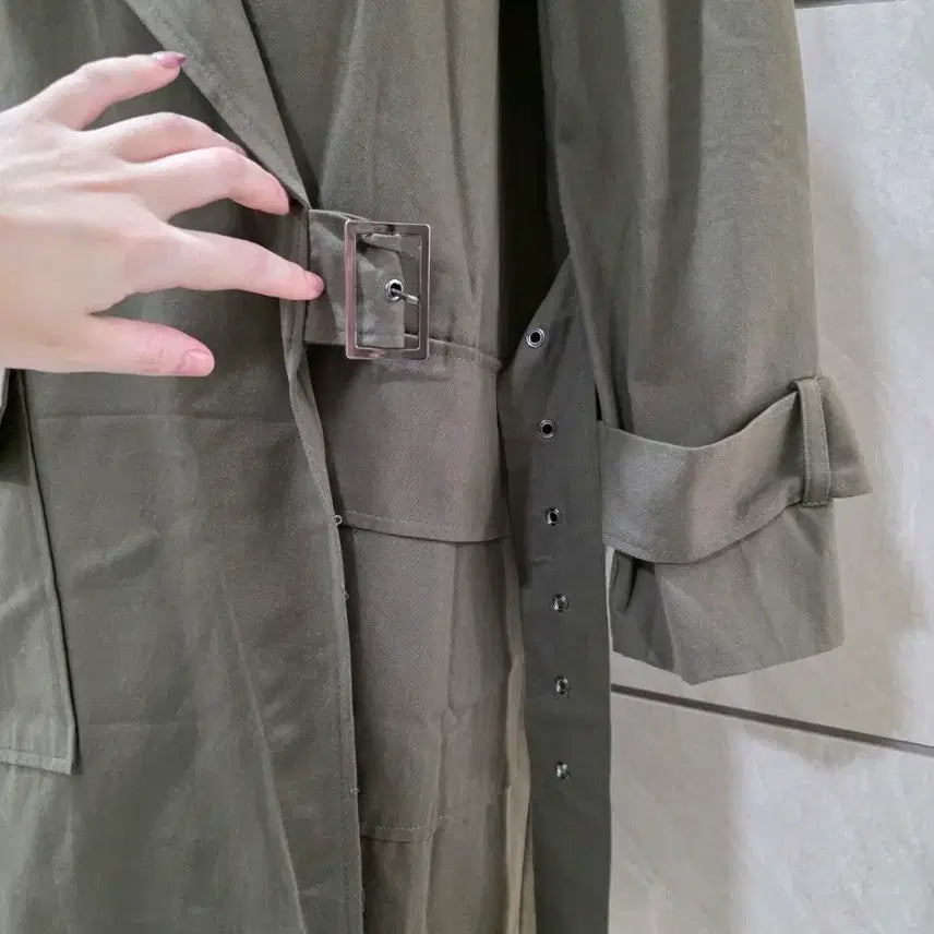 [BUNJANG] Khaki Belted Long Trench Coat / (새제품) 카키 벨티드 롱 트렌치코트 루즈핏 55~88