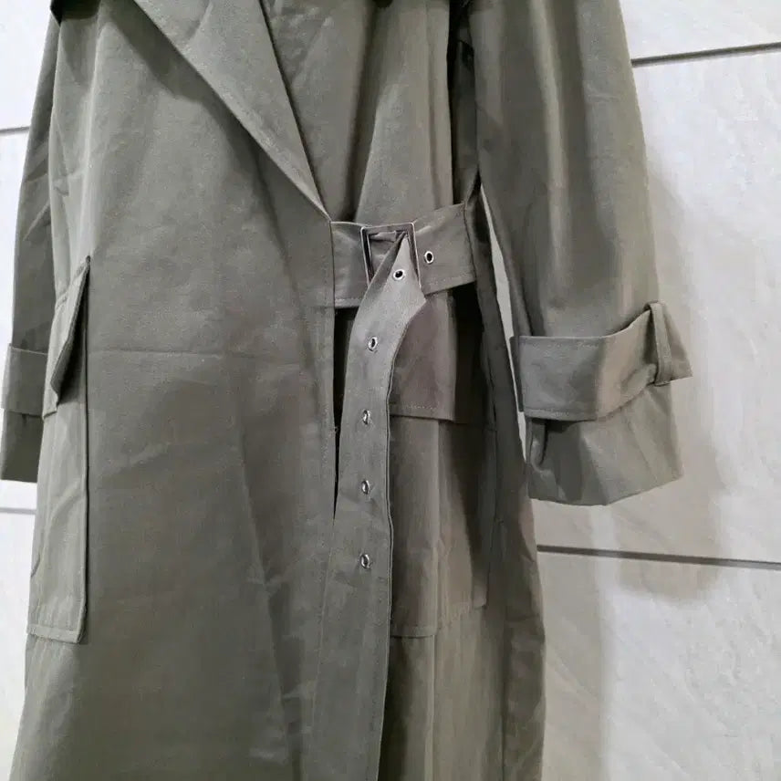 [BUNJANG] Khaki Belted Long Trench Coat / (새제품) 카키 벨티드 롱 트렌치코트 루즈핏 55~88