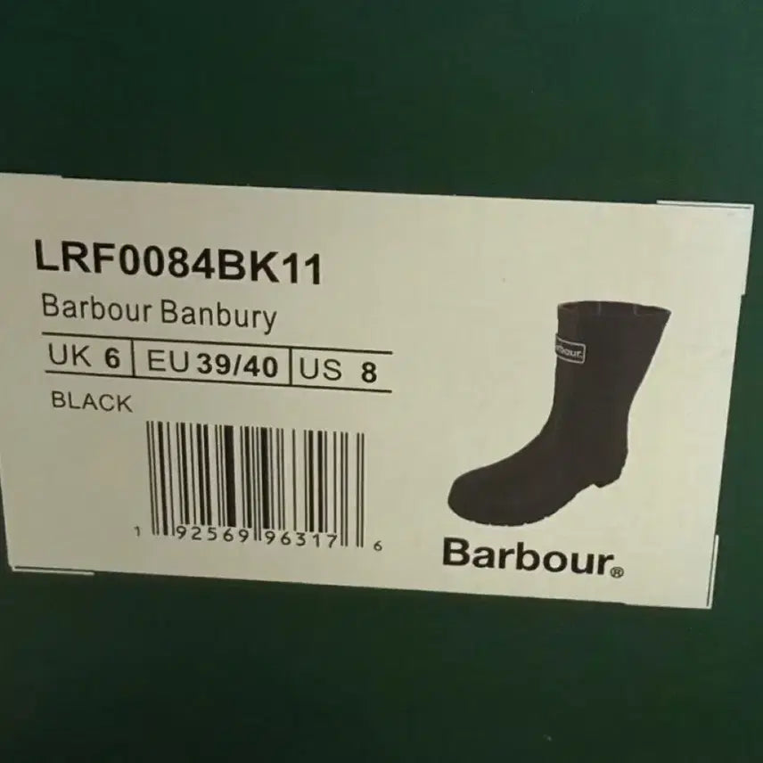[BUNJANG] Barbour Banbury Rain Boots - Black - 250mm / 바버 블랙 레인부츠 장화 250
