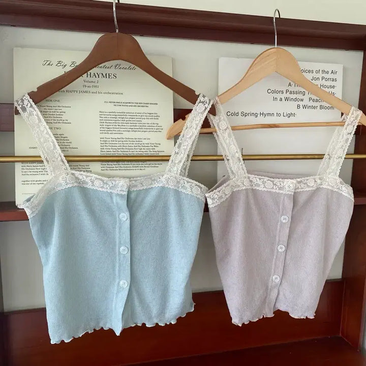 [BUNJANG] Oini Vintage Lace Cami Blouse Beige / 빈티지 레이스 나시 블라우스 베이지