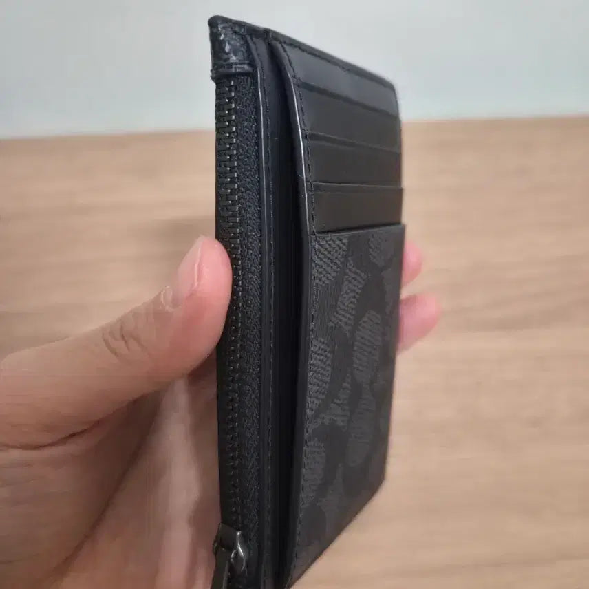[BUNJANG] Coach Signature Card Case/Coin Purse / 코치 정품 블랙 시그니처 카드지갑 겸 동전지갑(공용)