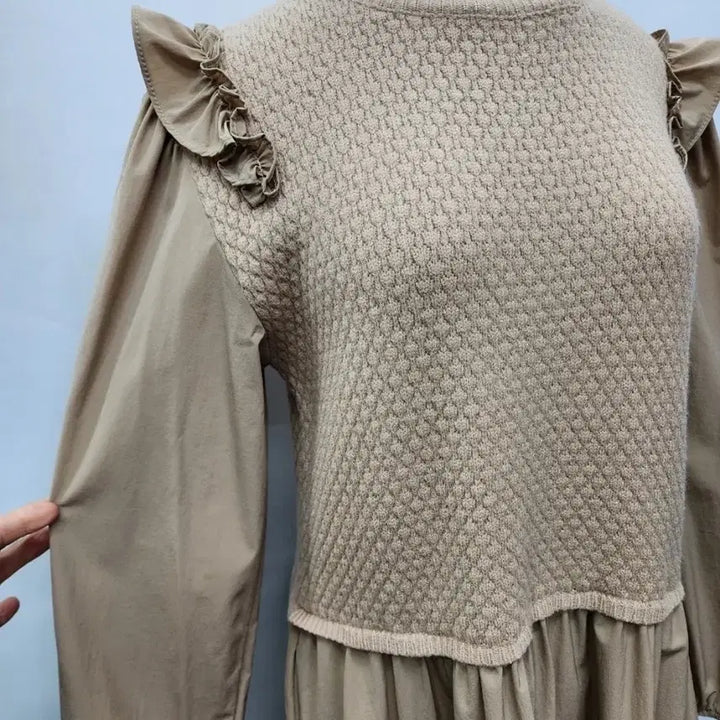 [BUNJANG] SOOS Knit Color Block Long Dress / SOOS니트배색 바스락롱원피스F