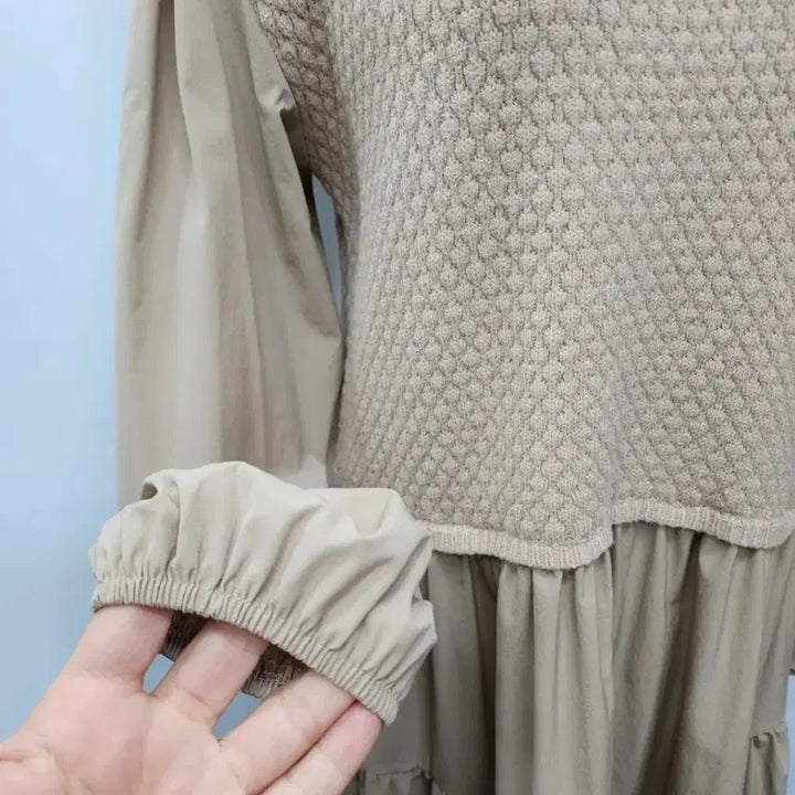 [BUNJANG] SOOS Knit Color Block Long Dress / SOOS니트배색 바스락롱원피스F