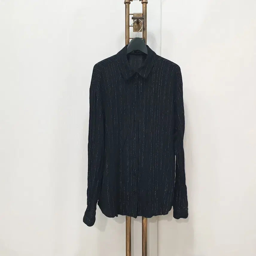 [BUNJANG] ZARA Metallic Yarn Stripe Shirt L / (JJ29529)자라 메탈릭 얀 스트라이프 셔츠 L