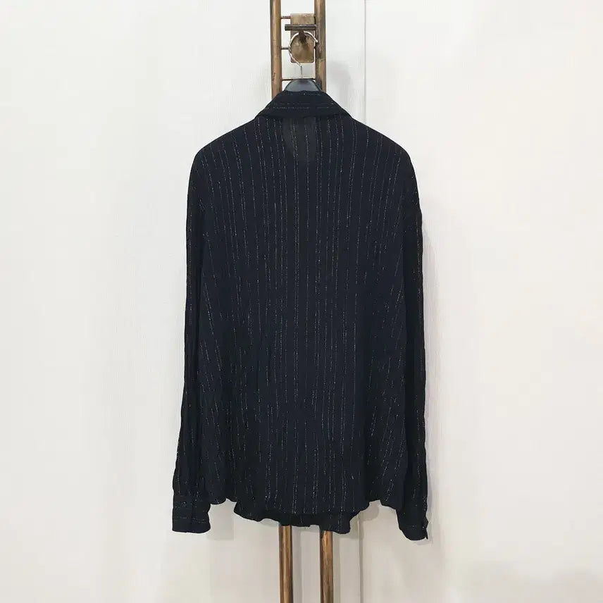 [BUNJANG] ZARA Metallic Yarn Stripe Shirt L / (JJ29529)자라 메탈릭 얀 스트라이프 셔츠 L