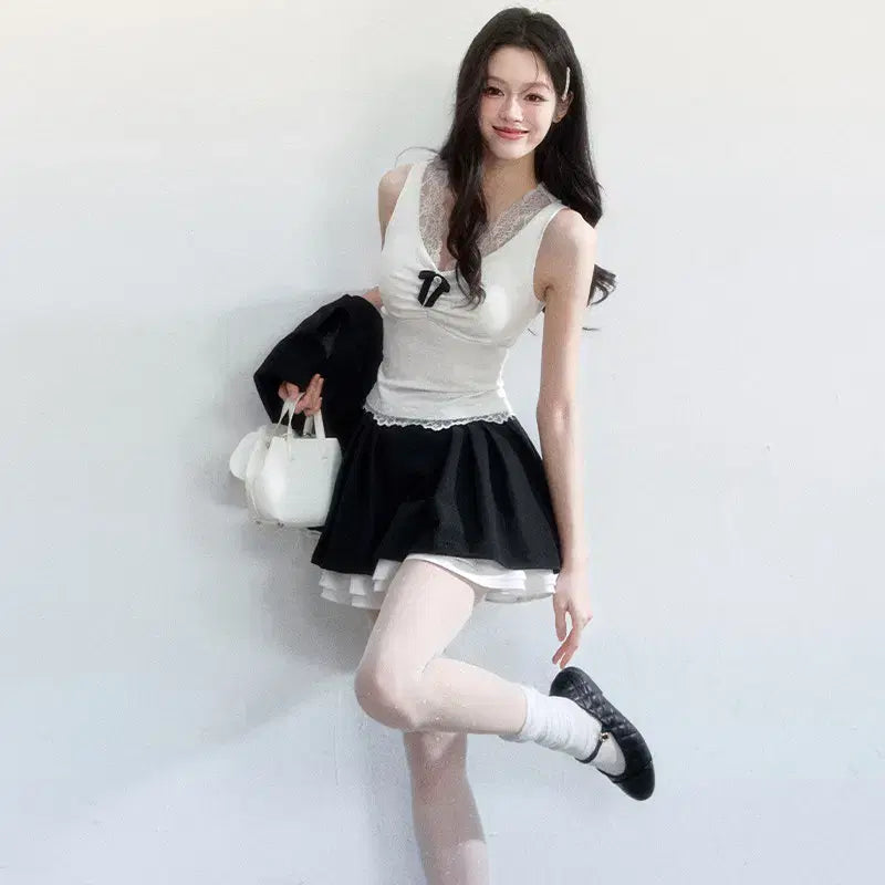 [BUNJANG] Fragile Heart Ballet Lace Camisole / Fragile heart 프레질하트 발레 레이스 가슴패드 캐미솔