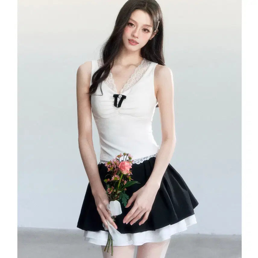 [BUNJANG] Fragile Heart Ballet Lace Camisole / Fragile heart 프레질하트 발레 레이스 가슴패드 캐미솔