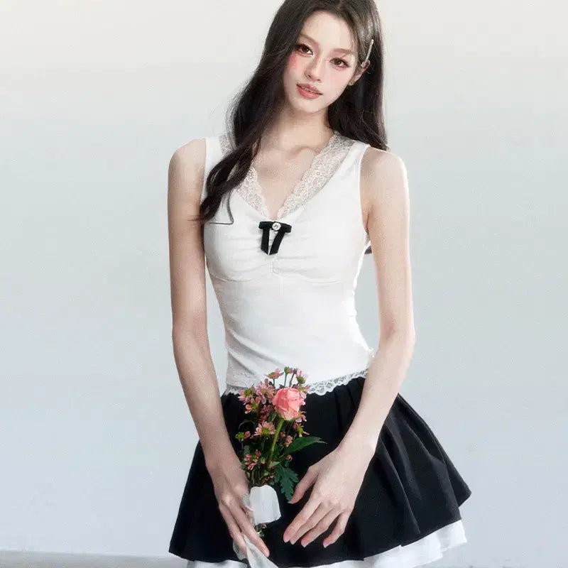 [BUNJANG] Fragile Heart Ballet Lace Camisole / Fragile heart 프레질하트 발레 레이스 가슴패드 캐미솔