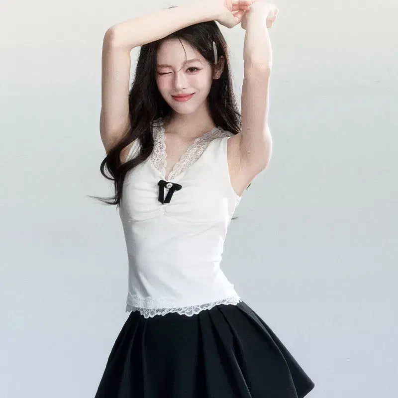 [BUNJANG] Fragile Heart Ballet Lace Camisole / Fragile heart 프레질하트 발레 레이스 가슴패드 캐미솔