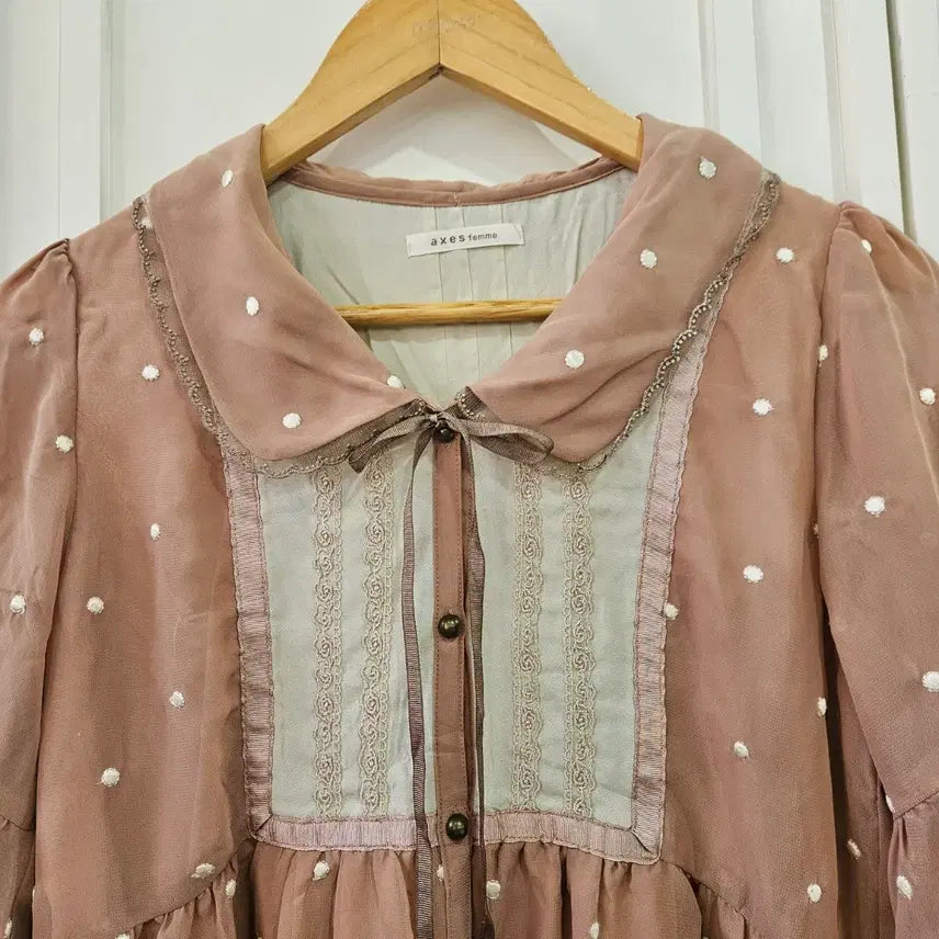 [BUNJANG] Axes Femme Dot Chiffon Blouse / 엑시즈팜 도트 쉬폰 블라우스 (초코무드)